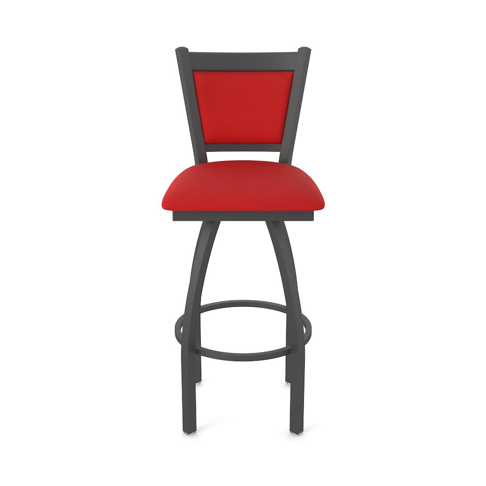 Swivel Counter Stool with Pewter Finish and Canter Red Seat and Back