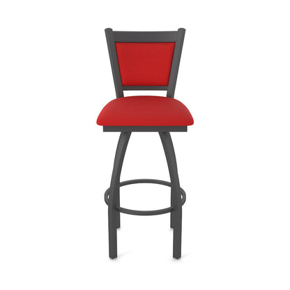 Swivel Counter Stool with Pewter Finish and Canter Red Seat and Back