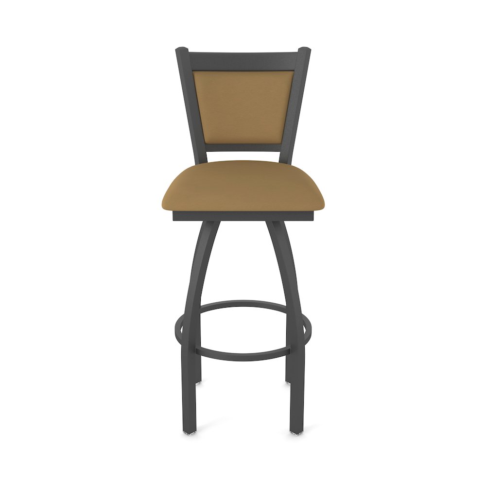 Swivel Counter Stool with Pewter Finish and Canter Saddle Seat and Back