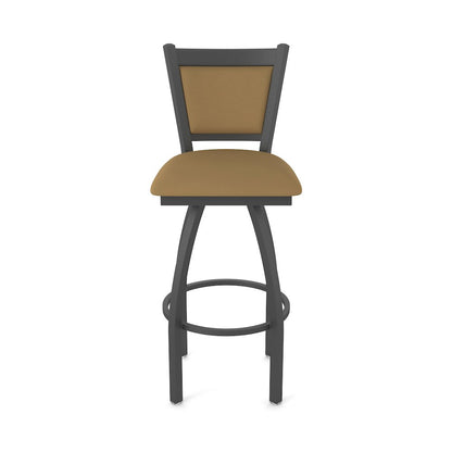Swivel Counter Stool with Pewter Finish and Canter Saddle Seat and Back