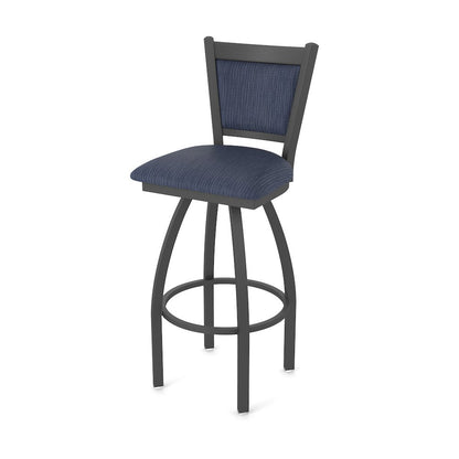 Swivel Counter Stool with Pewter Finish and Graph Anchor Seat and Back