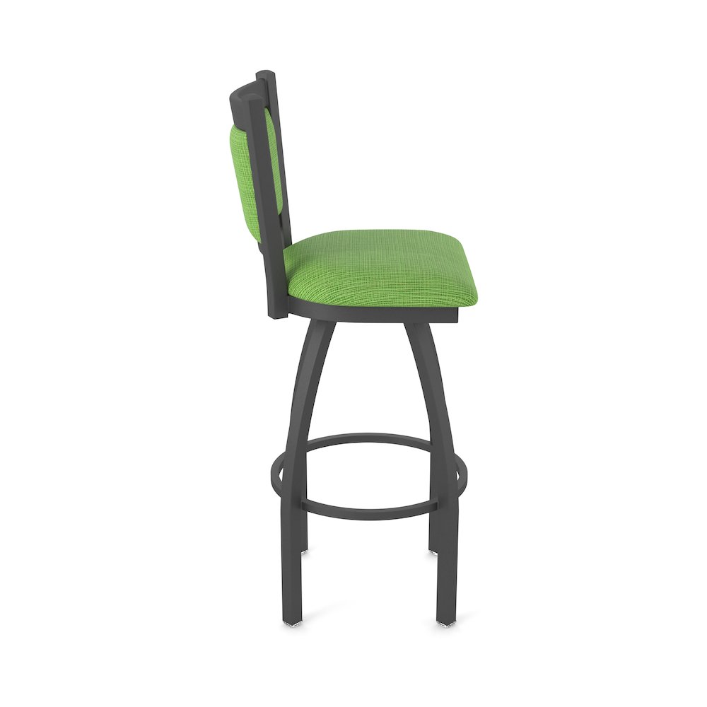 Swivel Counter Stool with Pewter Finish and Graph Parrot Seat and Back