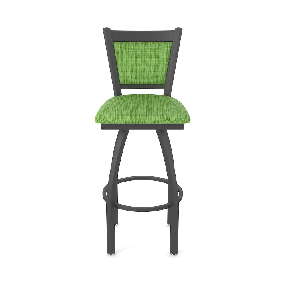 Swivel Counter Stool with Pewter Finish and Graph Parrot Seat and Back