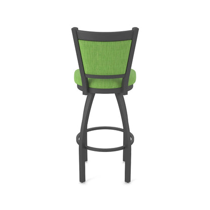Swivel Counter Stool with Pewter Finish and Graph Parrot Seat and Back