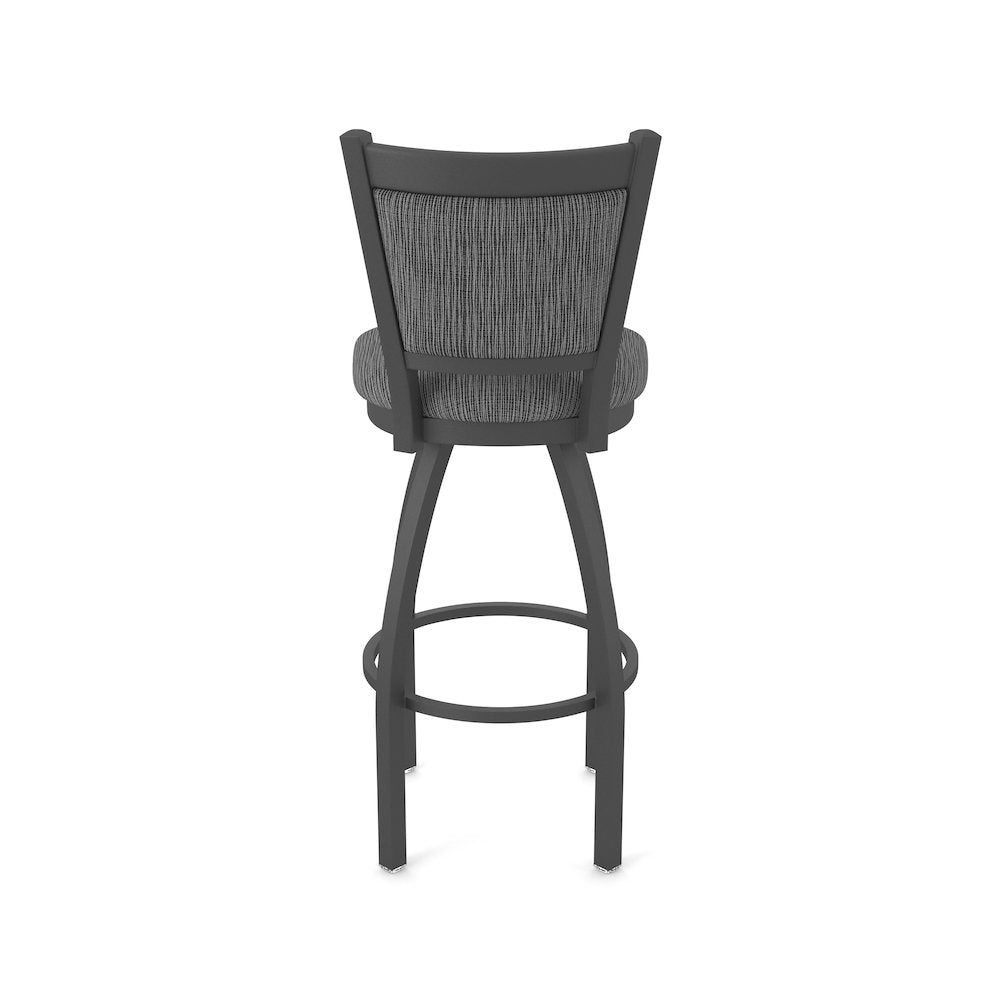 Swivel Counter Stool with Pewter Finish and Graph Coal Seat and Back