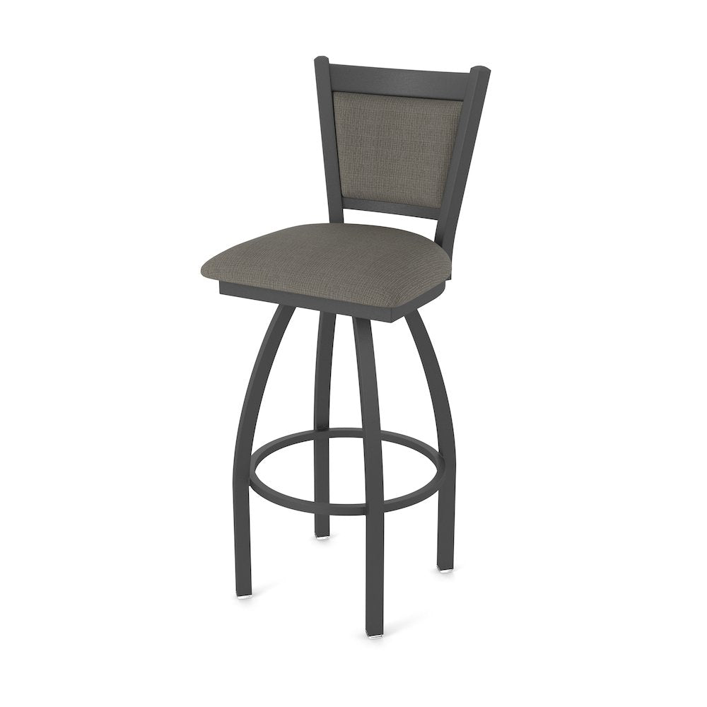 Swivel Counter Stool with Pewter Finish and Graph Chalice Seat and Back