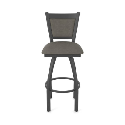 Swivel Counter Stool with Pewter Finish and Graph Chalice Seat and Back
