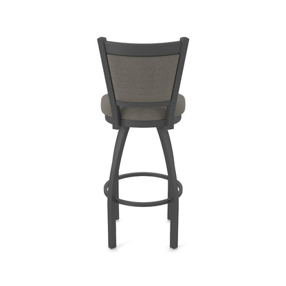 Swivel Counter Stool with Pewter Finish and Graph Chalice Seat and Back
