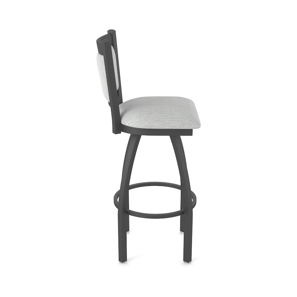 Swivel Counter Stool with Pewter Finish and Graph Alpine Seat and Back