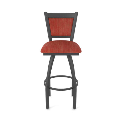 Swivel Counter Stool with Pewter Finish and Graph Poppy Seat and Back