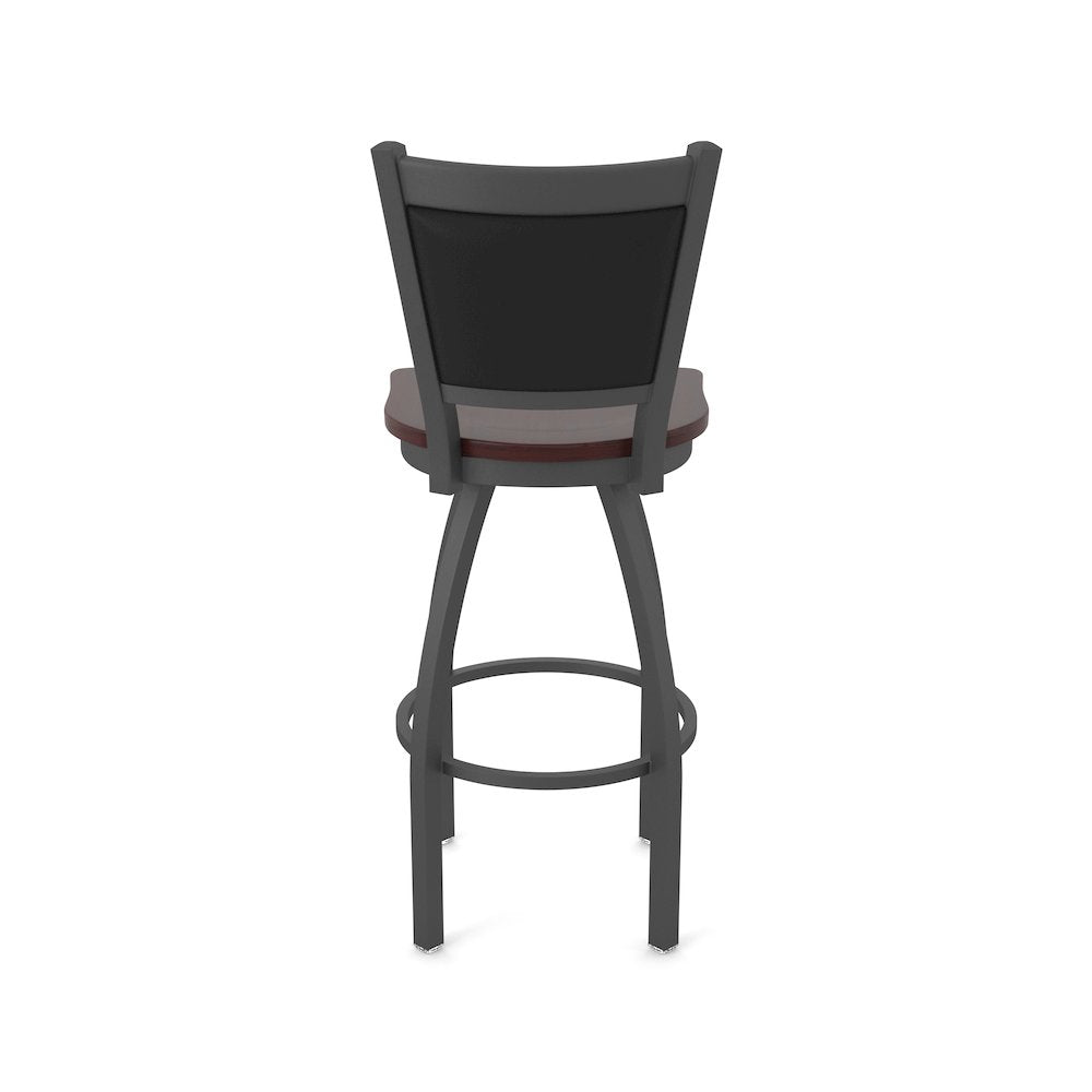 Swivel Counter Stool with Pewter Finish and Dark Cherry Maple Seat
