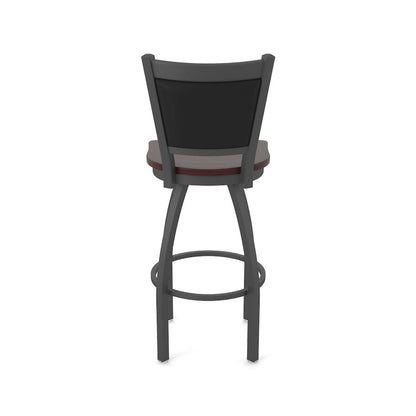 Swivel Counter Stool with Pewter Finish and Dark Cherry Maple Seat