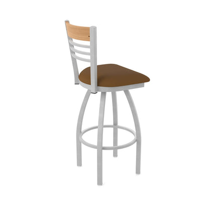 25" Swivel Counter Stool, Anodized Nickel Finish, Medium Back