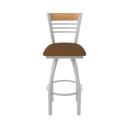 25" Swivel Counter Stool, Anodized Nickel Finish, Medium Back