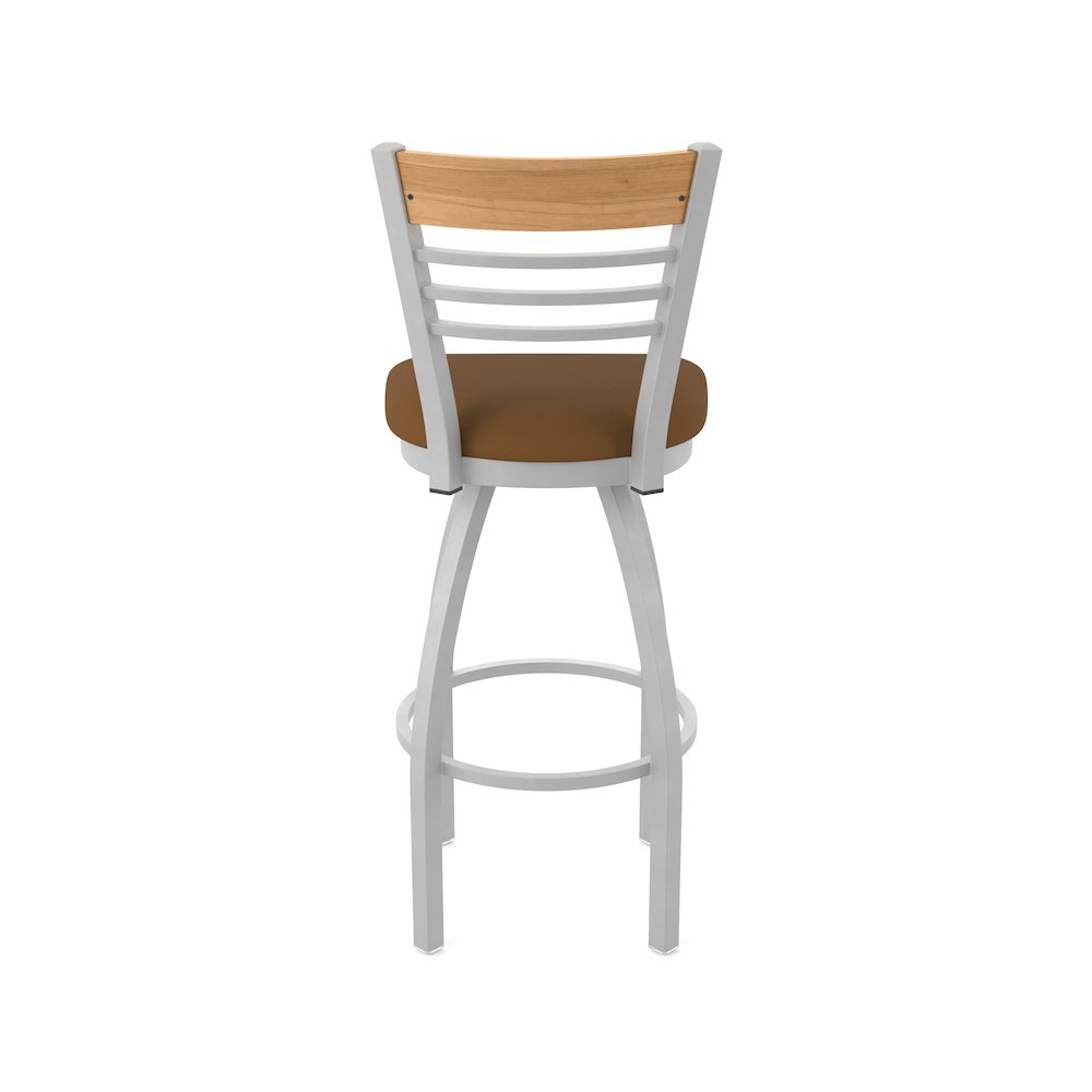 25" Swivel Counter Stool, Anodized Nickel Finish, Medium Back