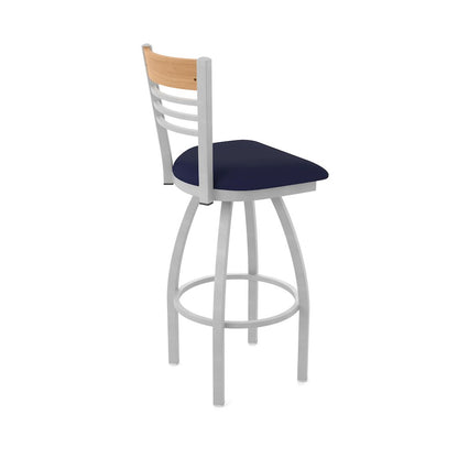 25" Swivel Counter Stool, Anodized Nickel Finish, Medium Back