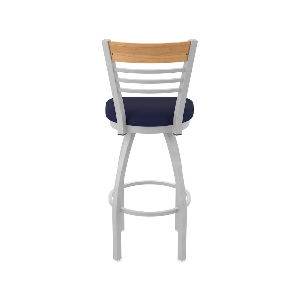 25" Swivel Counter Stool, Anodized Nickel Finish, Medium Back