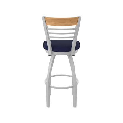 25" Swivel Counter Stool, Anodized Nickel Finish, Medium Back