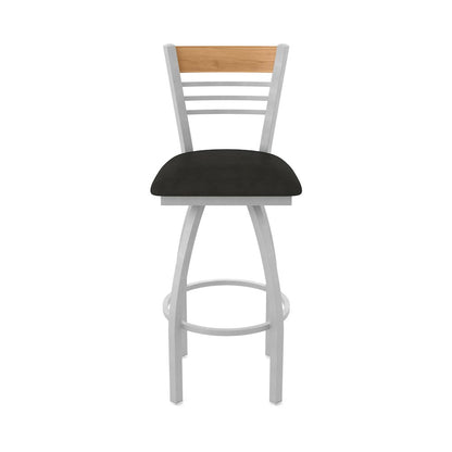 25" Swivel Counter Stool, Anodized Nickel Finish, Medium Back