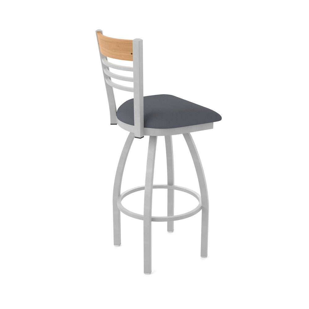 25" Swivel Counter Stool, Anodized Nickel Finish, Medium Back, Canter Storm Seat