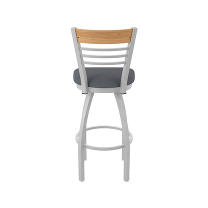 25" Swivel Counter Stool, Anodized Nickel Finish, Medium Back, Canter Storm Seat