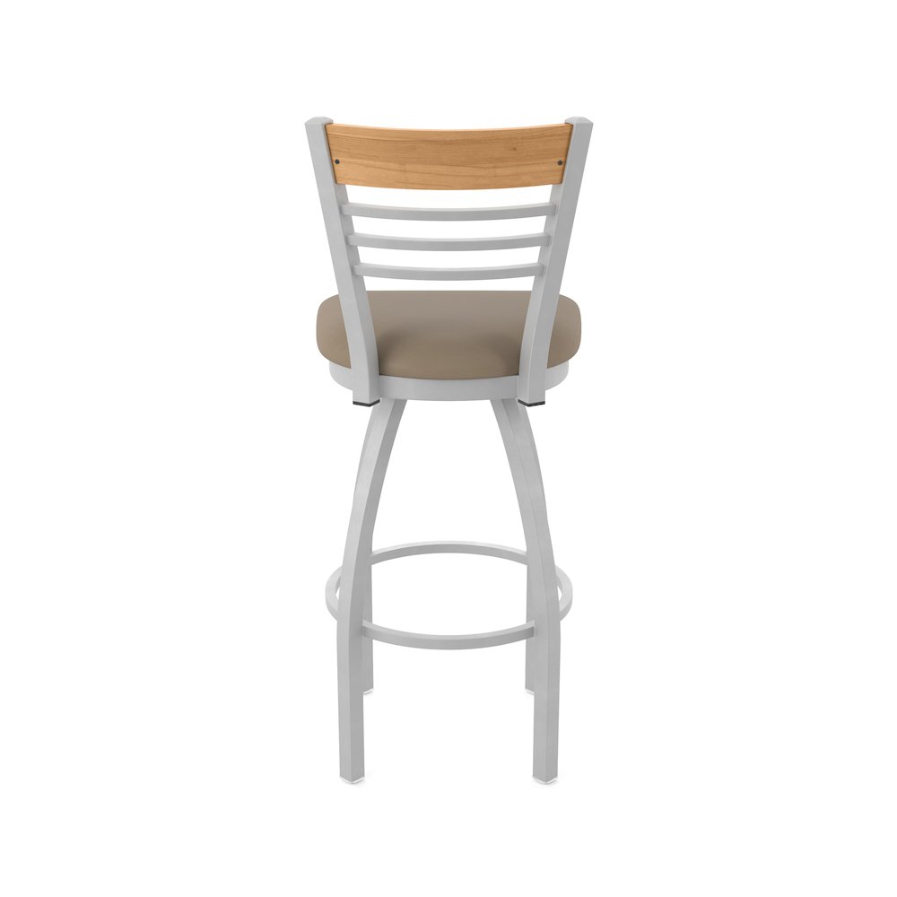 25" Swivel Counter Stool, Anodized Nickel Finish, Medium Back, Canter Earth Seat