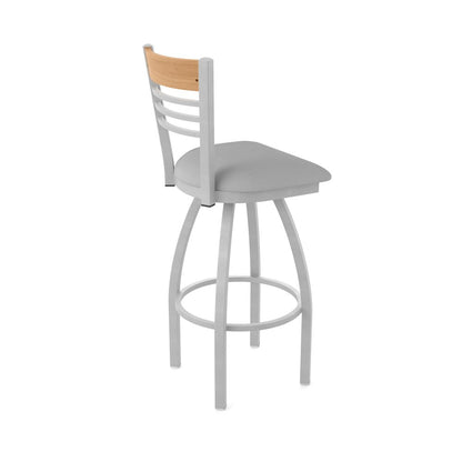 25" Swivel Counter Stool, Anodized Nickel Finish, Medium Back