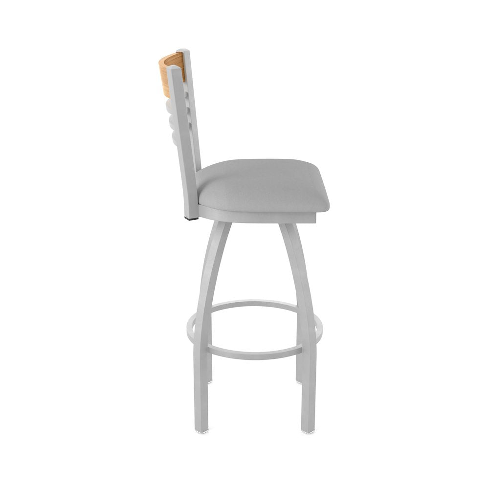 25" Swivel Counter Stool, Anodized Nickel Finish, Medium Back