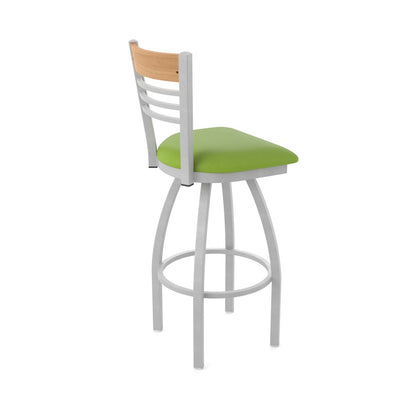 25" Swivel Counter Stool, Anodized Nickel Finish, Medium Back