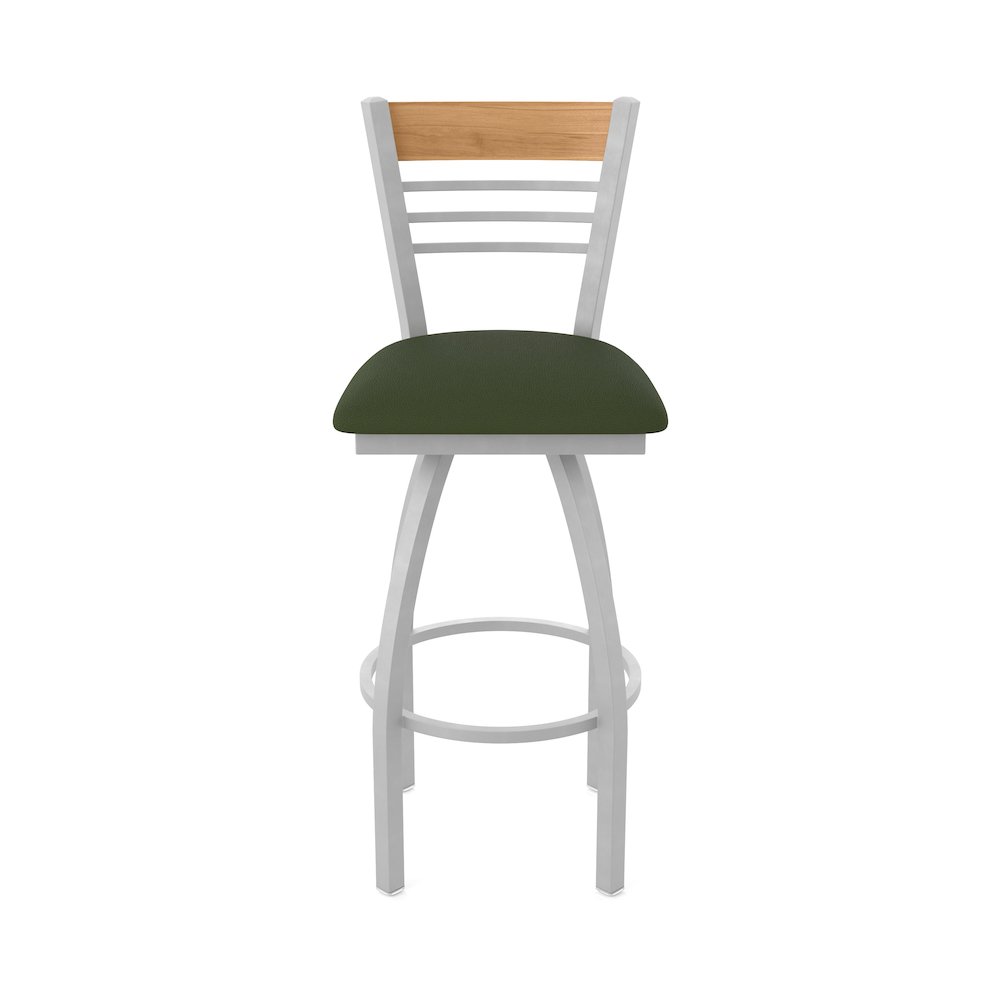 25" Swivel Counter Stool, Anodized Nickel Finish, Medium Back, Canter Pine Seat
