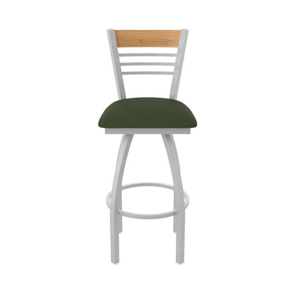 25" Swivel Counter Stool, Anodized Nickel Finish, Medium Back, Canter Pine Seat