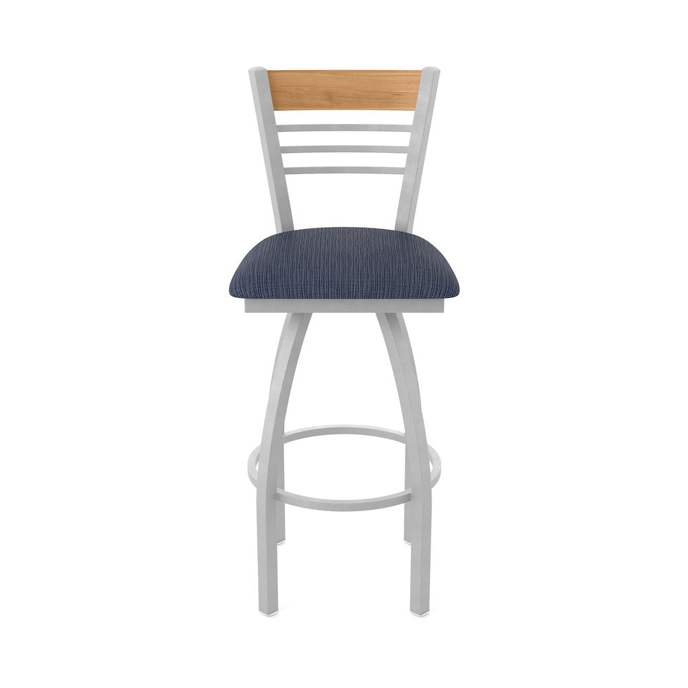 25" Swivel Counter Stool, Anodized Nickel Finish, Medium Back, Graph Anchor Seat