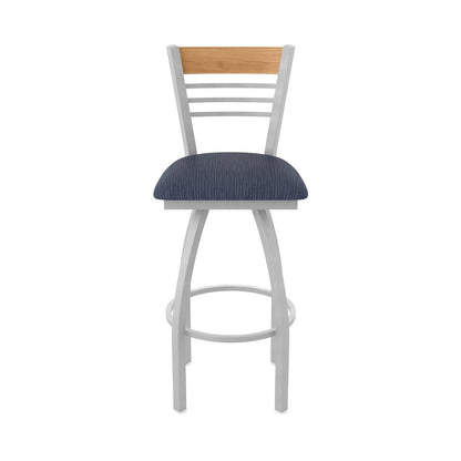 25" Swivel Counter Stool, Anodized Nickel Finish, Medium Back, Graph Anchor Seat
