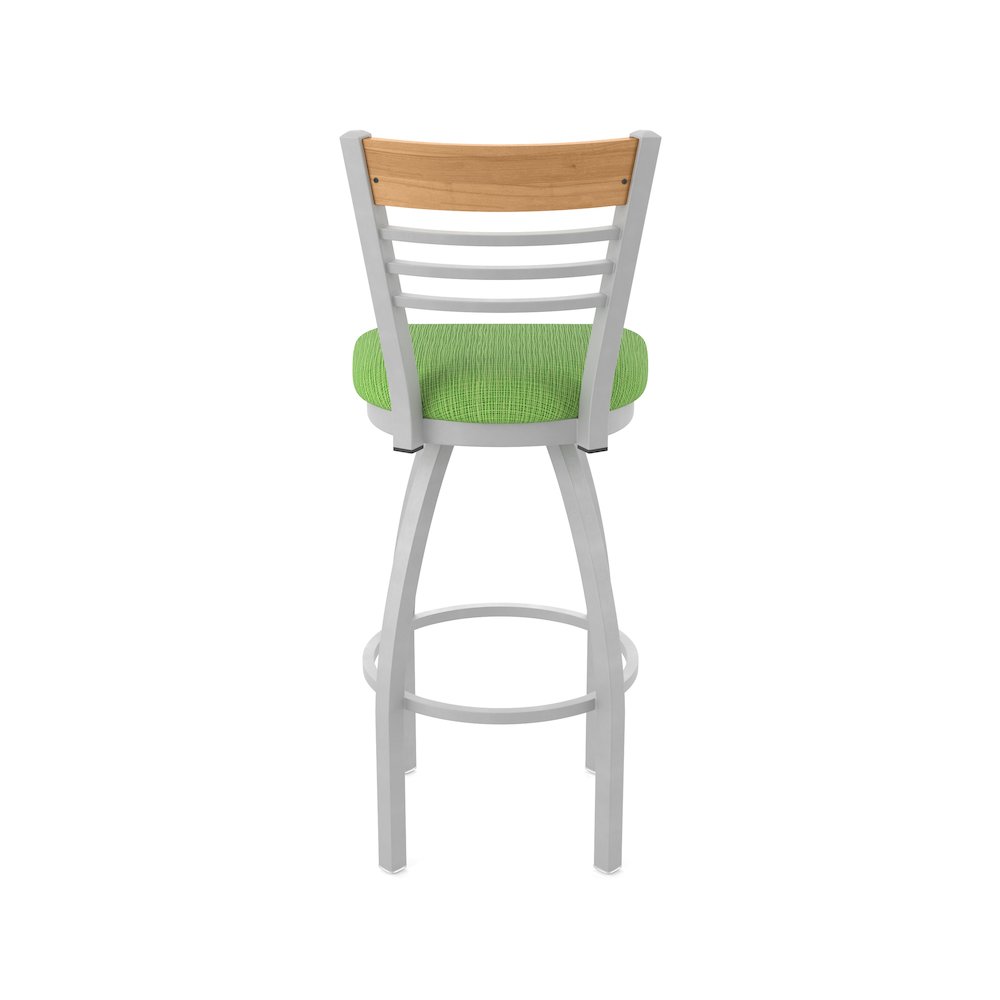 25" Swivel Counter Stool, Anodized Nickel Finish, Medium Back, Graph Parrot Seat