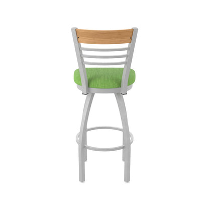 25" Swivel Counter Stool, Anodized Nickel Finish, Medium Back, Graph Parrot Seat