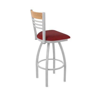 25" Swivel Counter Stool, Anodized Nickel Finish, Medium Back, Graph Ruby Seat