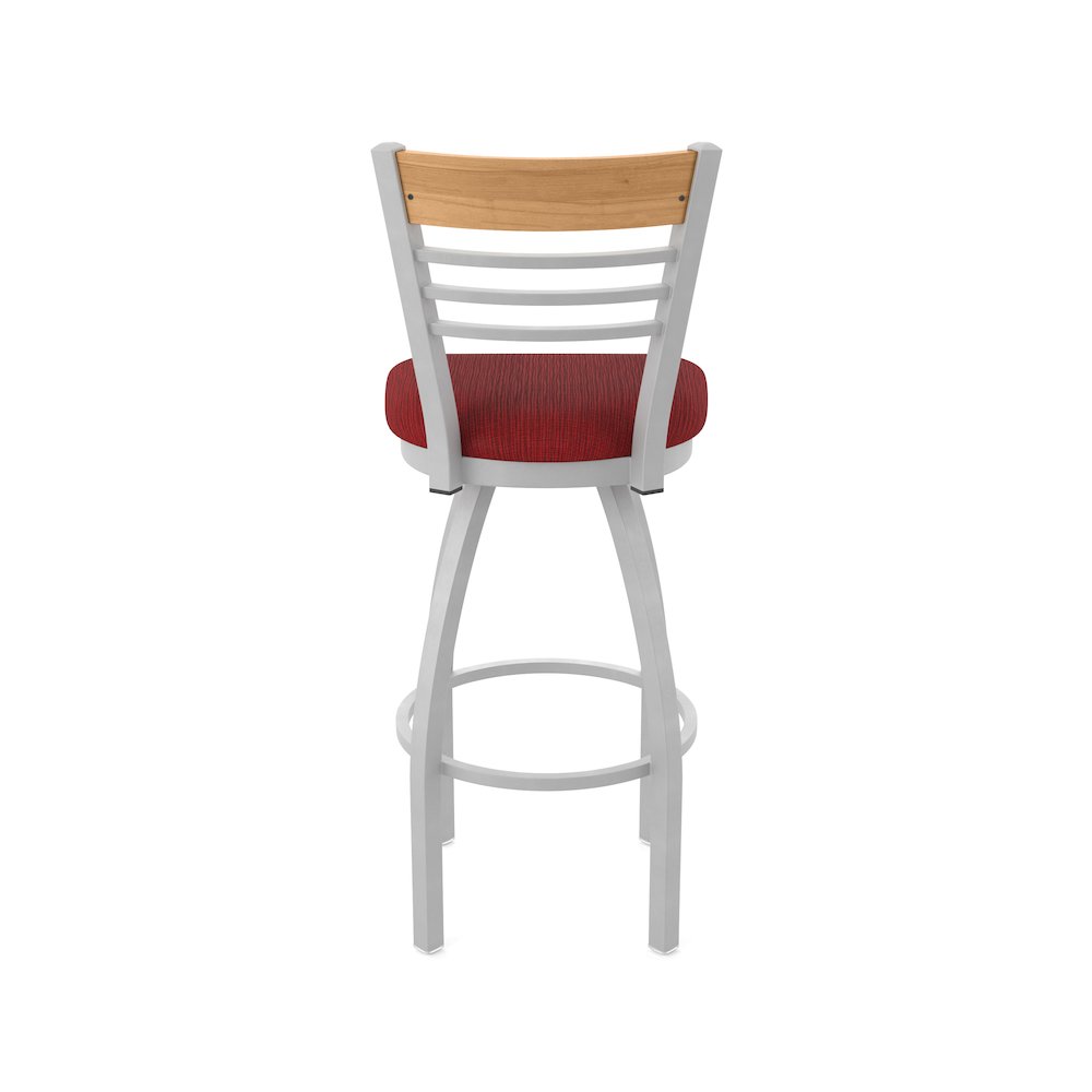25" Swivel Counter Stool, Anodized Nickel Finish, Medium Back, Graph Ruby Seat
