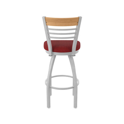 25" Swivel Counter Stool, Anodized Nickel Finish, Medium Back, Graph Ruby Seat