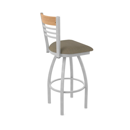 25" Swivel Counter Stool, Anodized Nickel Finish, Medium Back, Graph Cork Seat