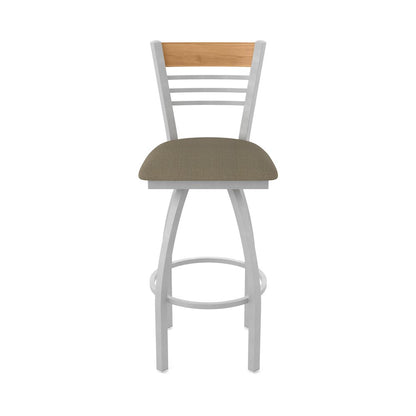 25" Swivel Counter Stool, Anodized Nickel Finish, Medium Back, Graph Cork Seat