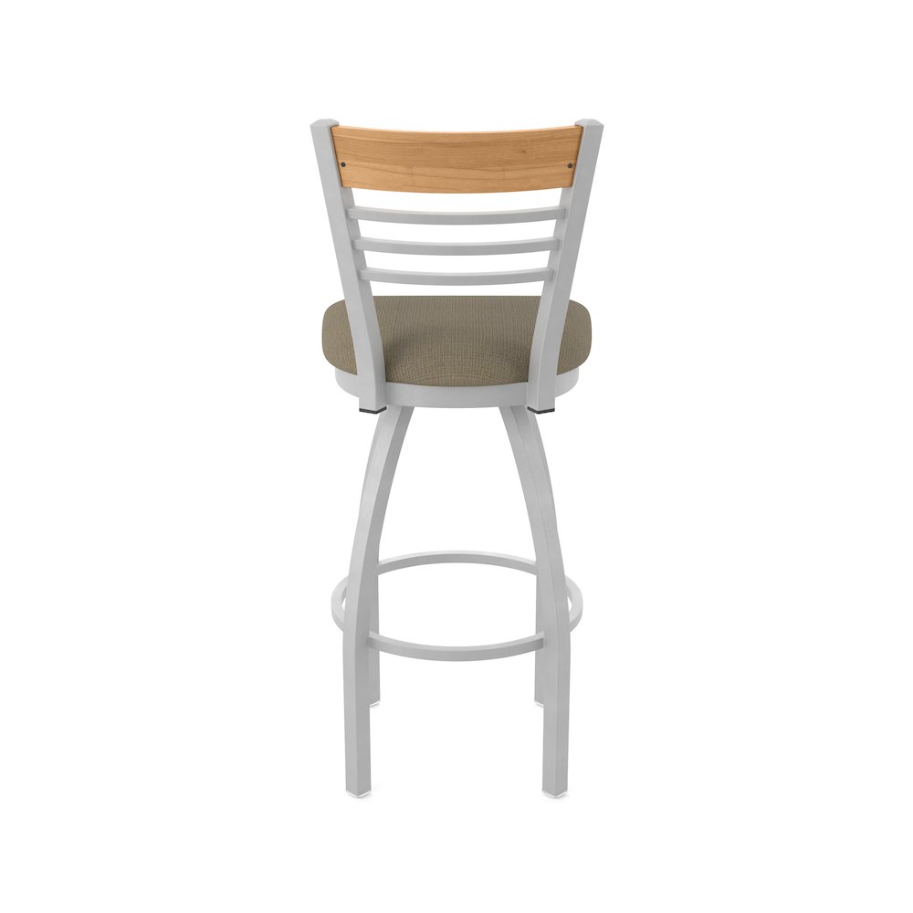 25" Swivel Counter Stool, Anodized Nickel Finish, Medium Back, Graph Cork Seat