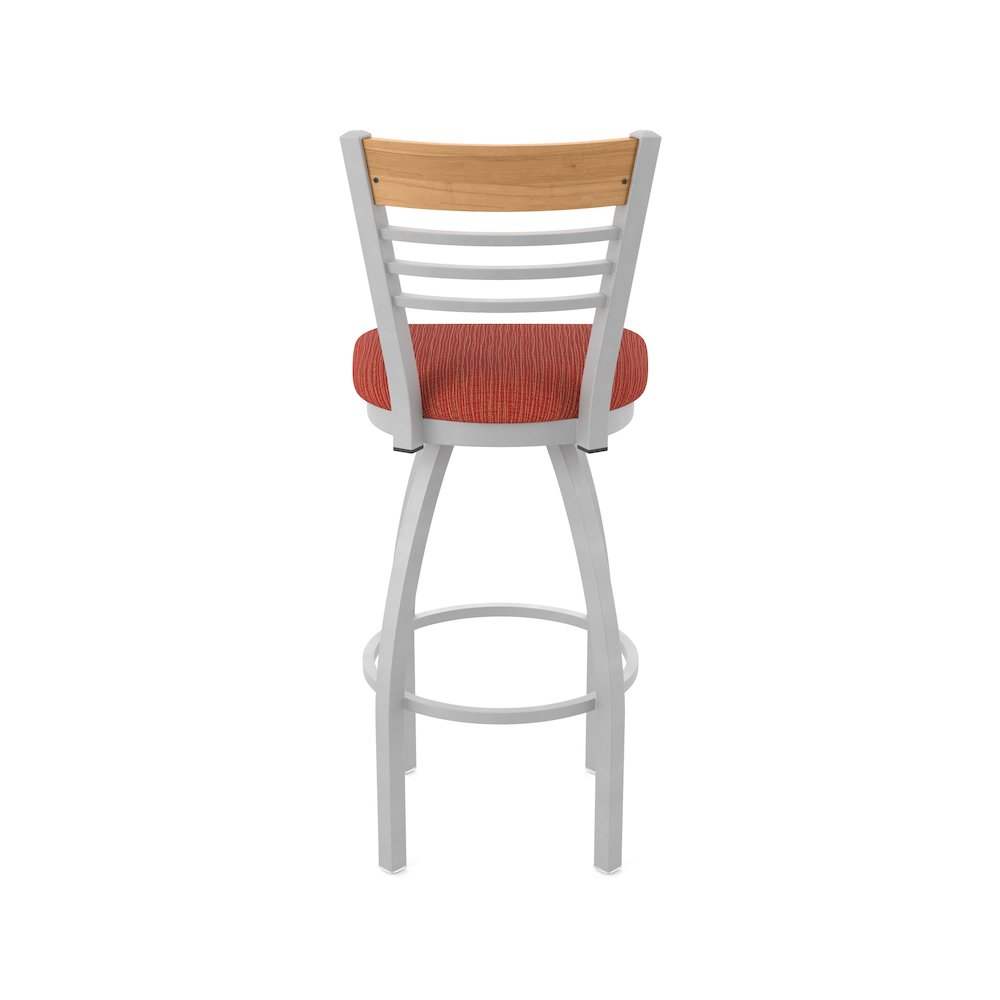 25" Swivel Counter Stool, Anodized Nickel Finish, Medium Back, Graph Poppy Seat