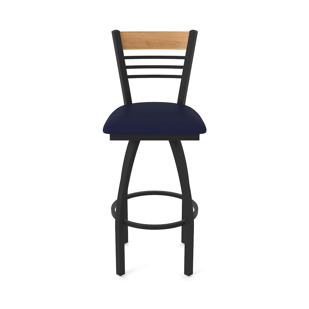 25" Swivel Counter Stool, Black Wrinkle Finish, Medium Back