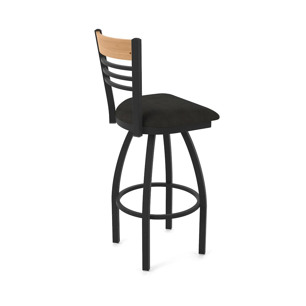 25" Swivel Counter Stool, Black Wrinkle Finish, Medium Back