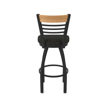 25" Swivel Counter Stool, Black Wrinkle Finish, Medium Back