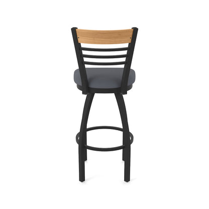 25" Swivel Counter Stool, Black Wrinkle Finish, Medium Back, Canter Storm Seat