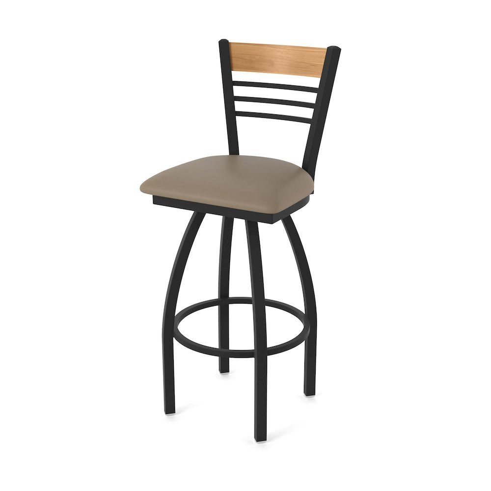 25" Swivel Counter Stool, Black Wrinkle Finish, Medium Back, Canter Earth Seat