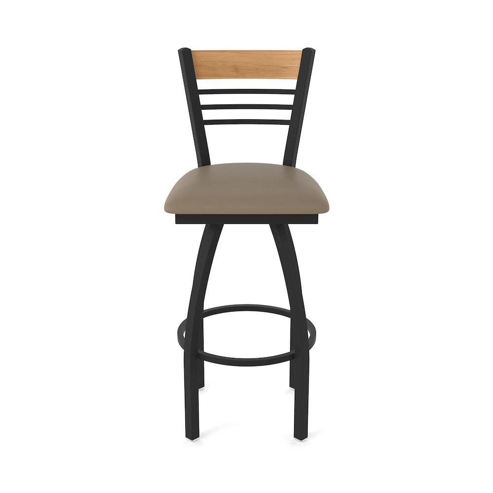 25" Swivel Counter Stool, Black Wrinkle Finish, Medium Back, Canter Earth Seat