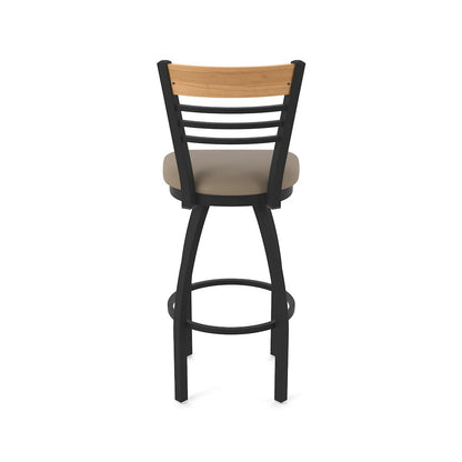 25" Swivel Counter Stool, Black Wrinkle Finish, Medium Back, Canter Earth Seat