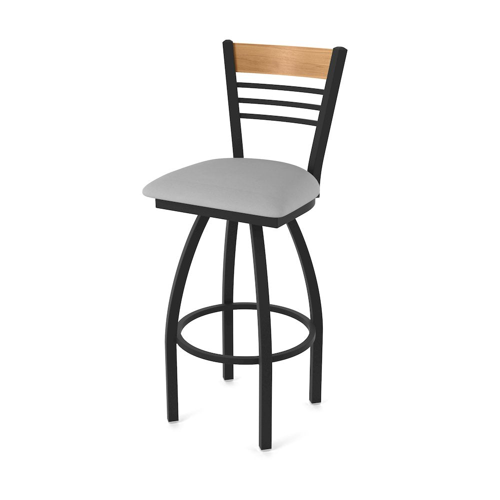 25" Swivel Counter Stool, Black Wrinkle Finish, Medium Back